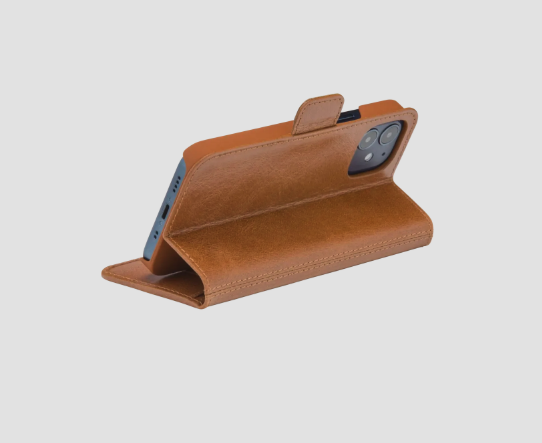 iPhone 13 Echtleder Tasche mit RFID Schutz Copenhagen Slim (CS61GT001326) - Tan