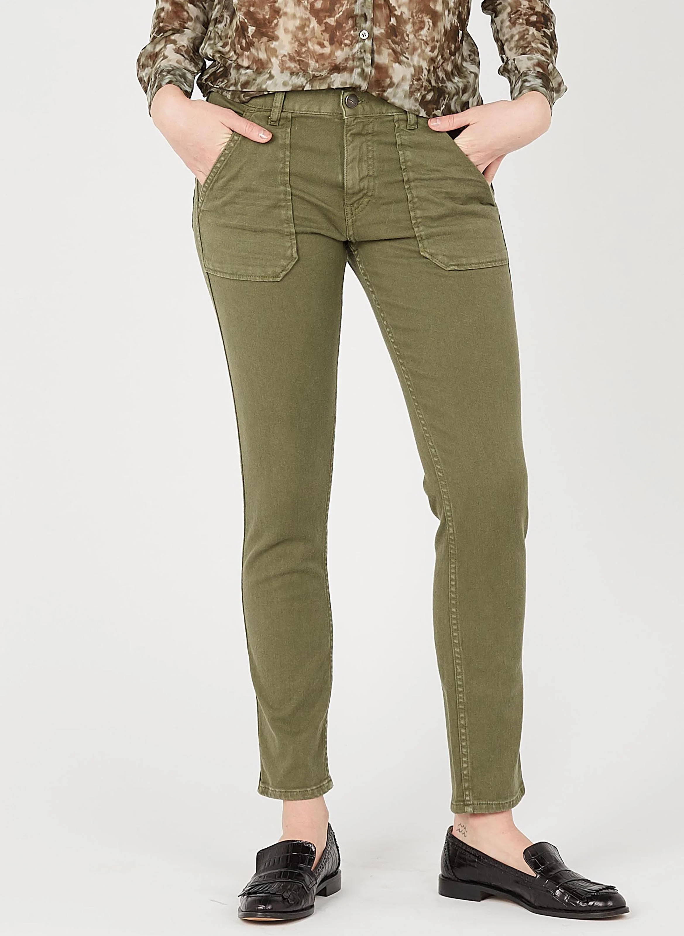 PIERCE - Jean slim en coton mélangé | Vert