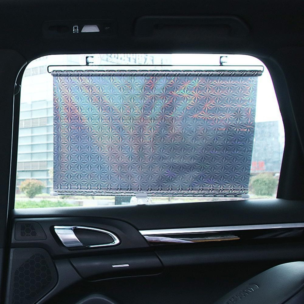 (40x130cm) Praktische Sonnenblende Sonnenschutz für das Auto mit Saugnapfhalterung - Schwarz