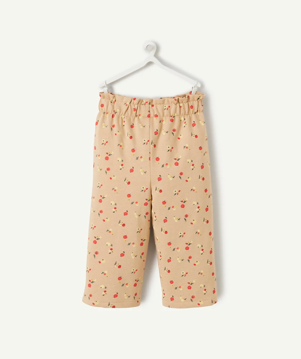 PANTALON DROIT BÉBÉ FILLE EN COTON BIO BEIGE IMPRIMÉ LÉGUMES