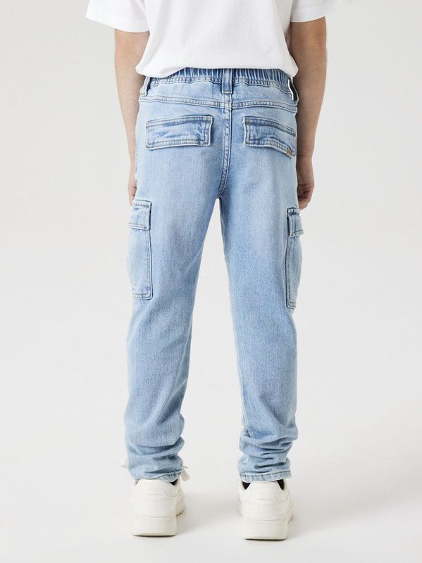 Cargo - Tapered-Fit Jeans - Denim - Blauw - Verstelbare Taille