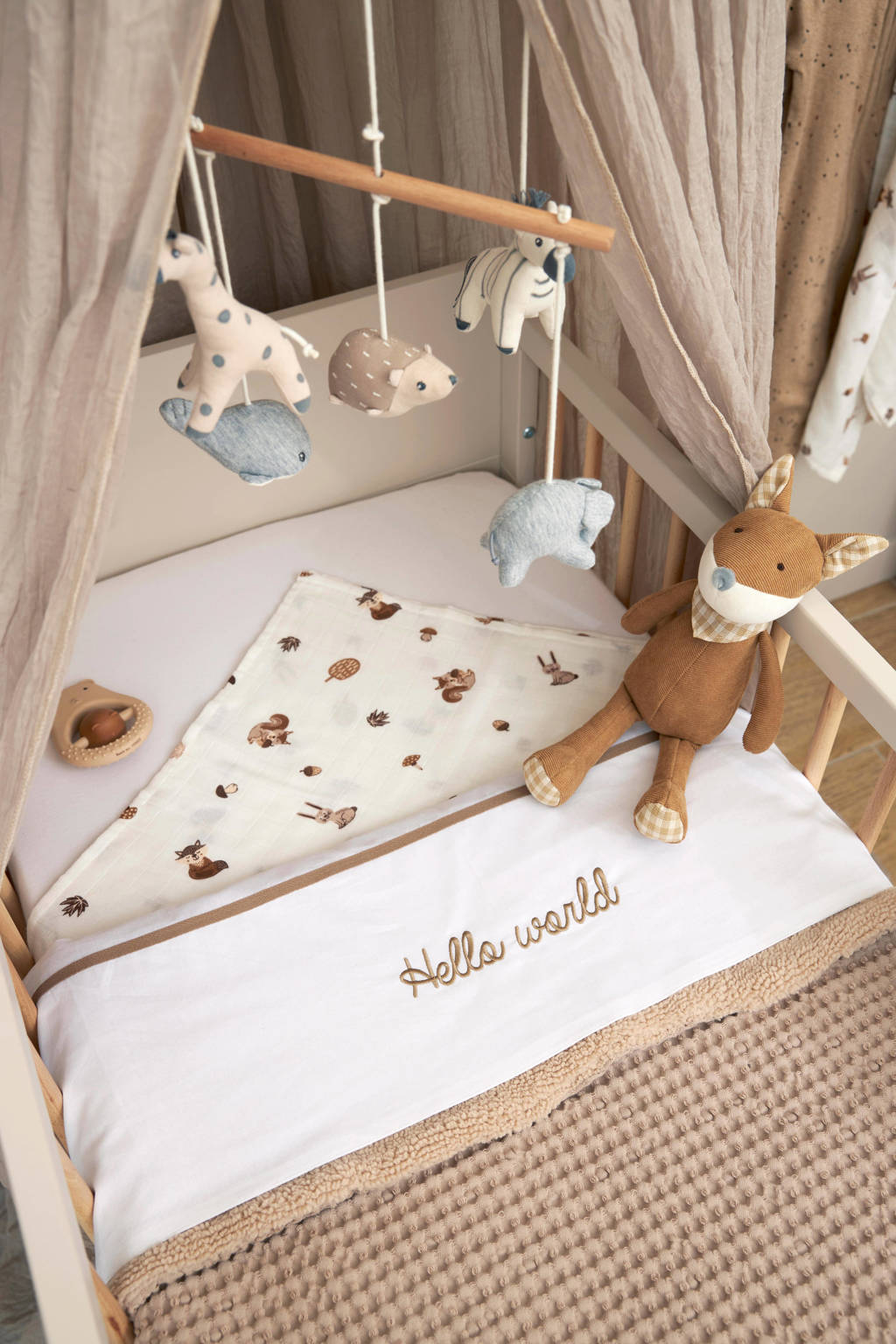 baby ledikantlaken Hello World taupe