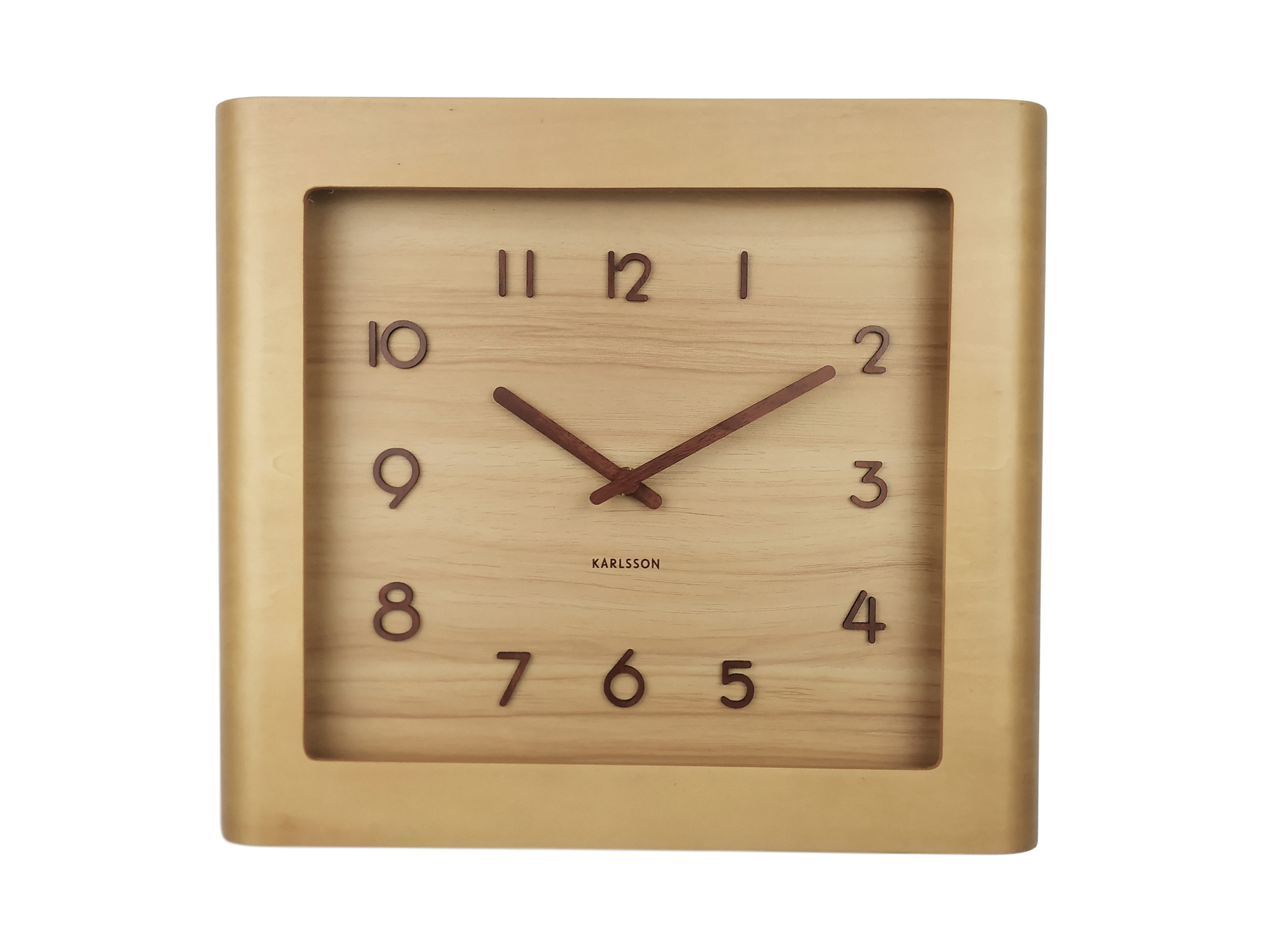 Wall clock Sole squared frame light basswood