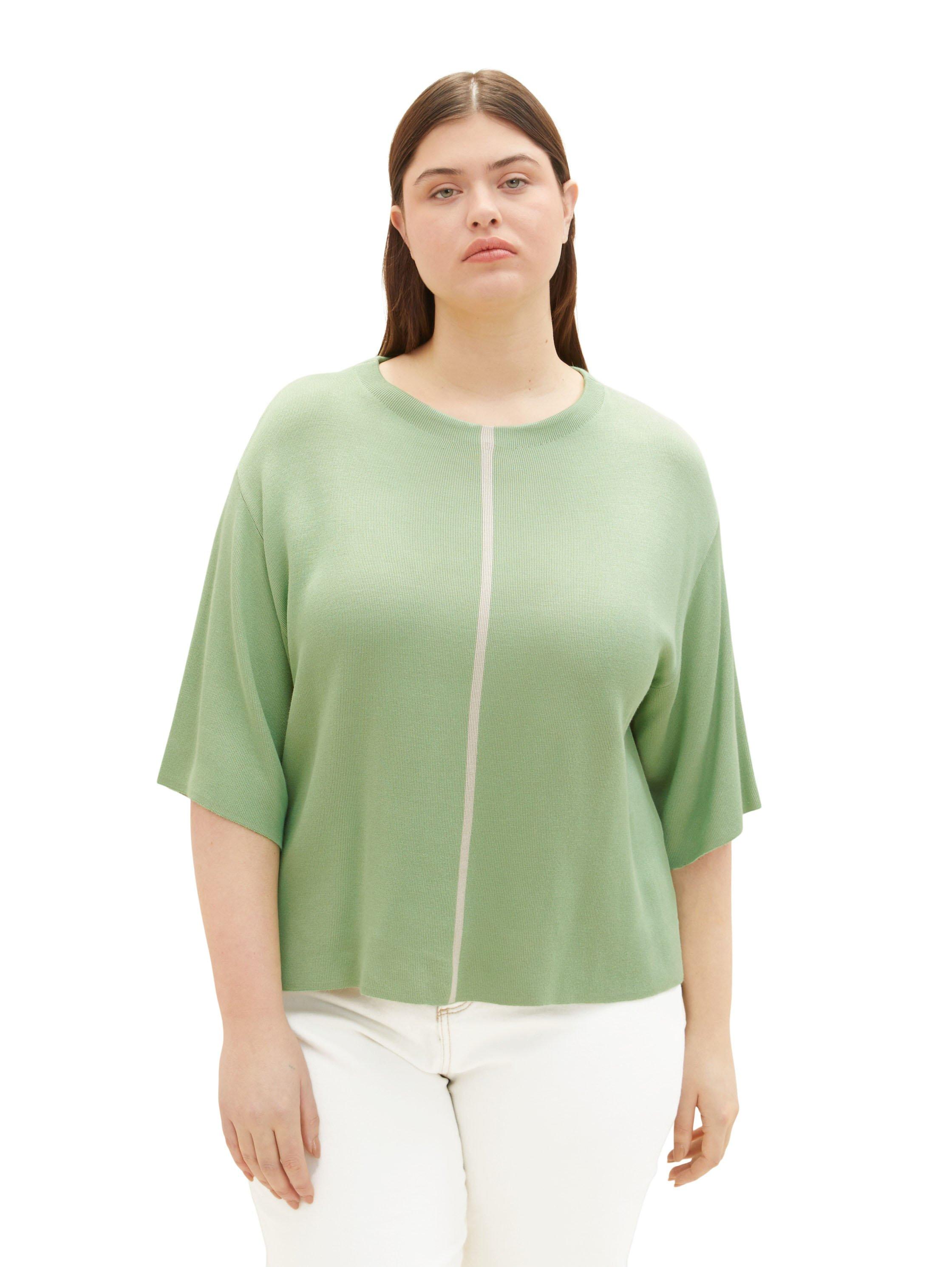 Halbarm-Pullover mit Kontraststreifen