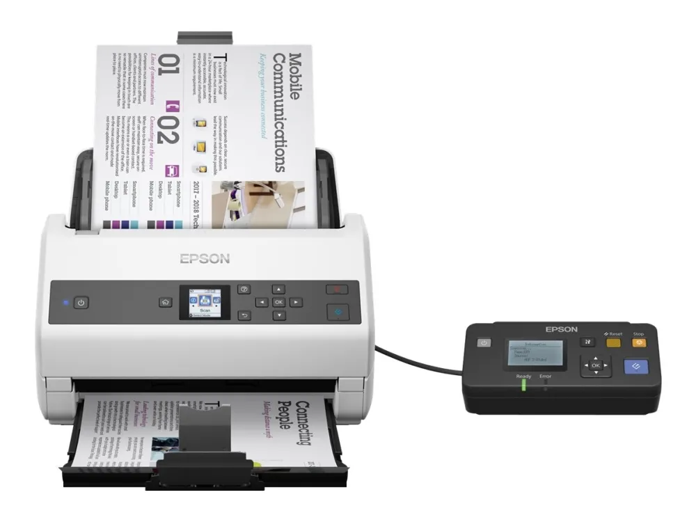 Epson WorkForce DS-870 - Dokumentscanner - Contact Image Sensor (CIS) - Duplex - A4 - 600 dpi x 600 dpi - op til 65 ppm (mono) / op til 65 ppm (farve) - ADF (100 ark) - op til 7000 scanninger pr. dag - USB 3.0