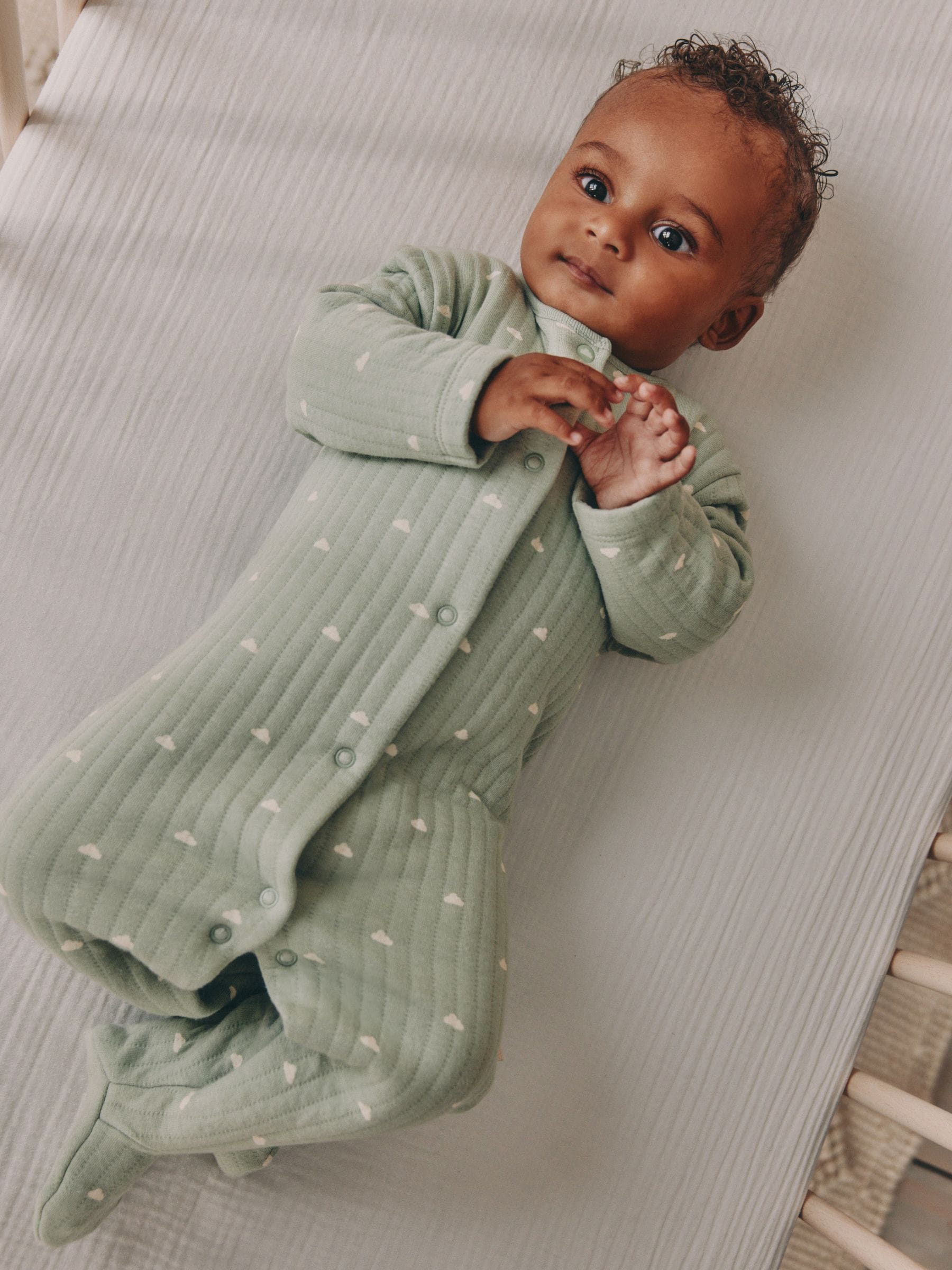 Grijs-groen - Baby Quilted Sleepsuits 2 Pack