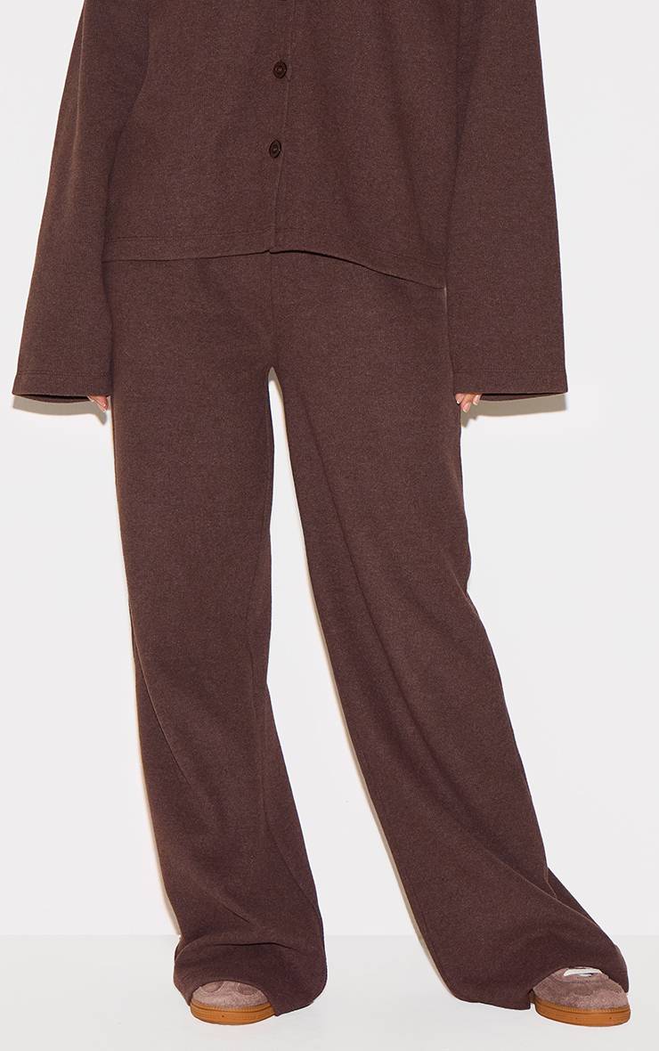 Marron Pantalon Large Slouchy En Côtes Brossées Épaisses