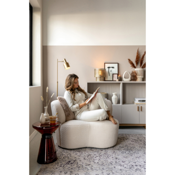 WOOOD fauteuil Stone crème bouclé stof met leuning links