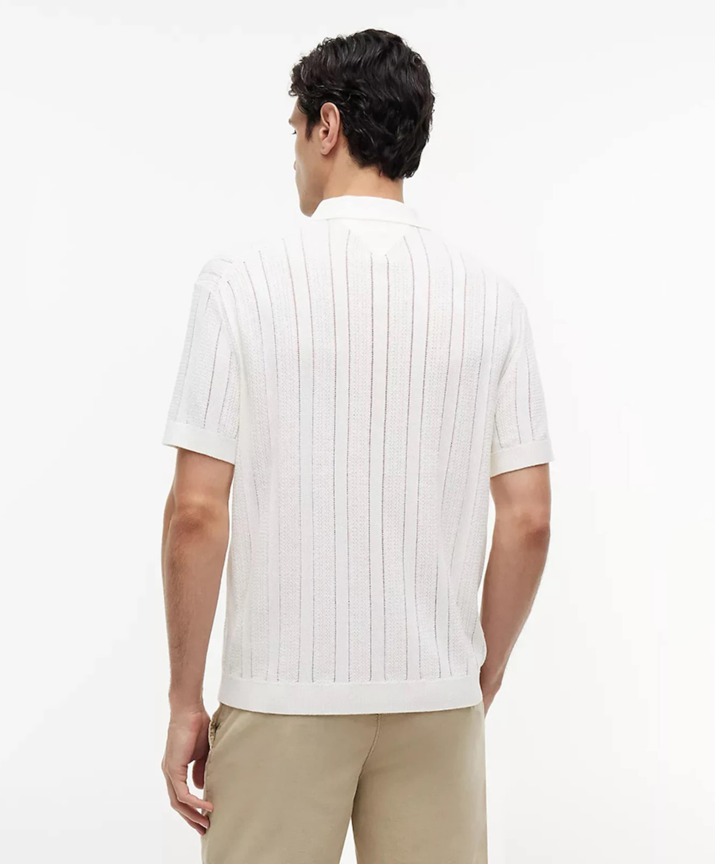 Tommy Hilfiger Heren overhemd korte mouw ecru