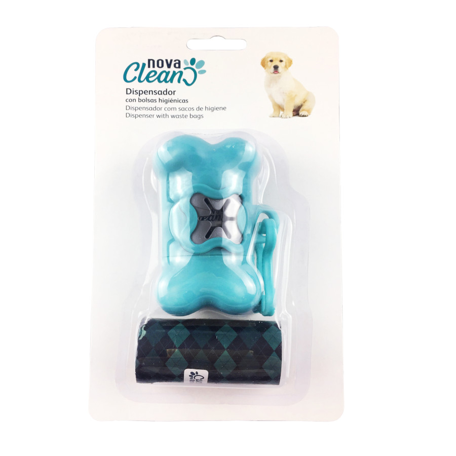 Nova Clean Pack Porta-Sacos Azul + 60 Sacos Higiênicos para Cães