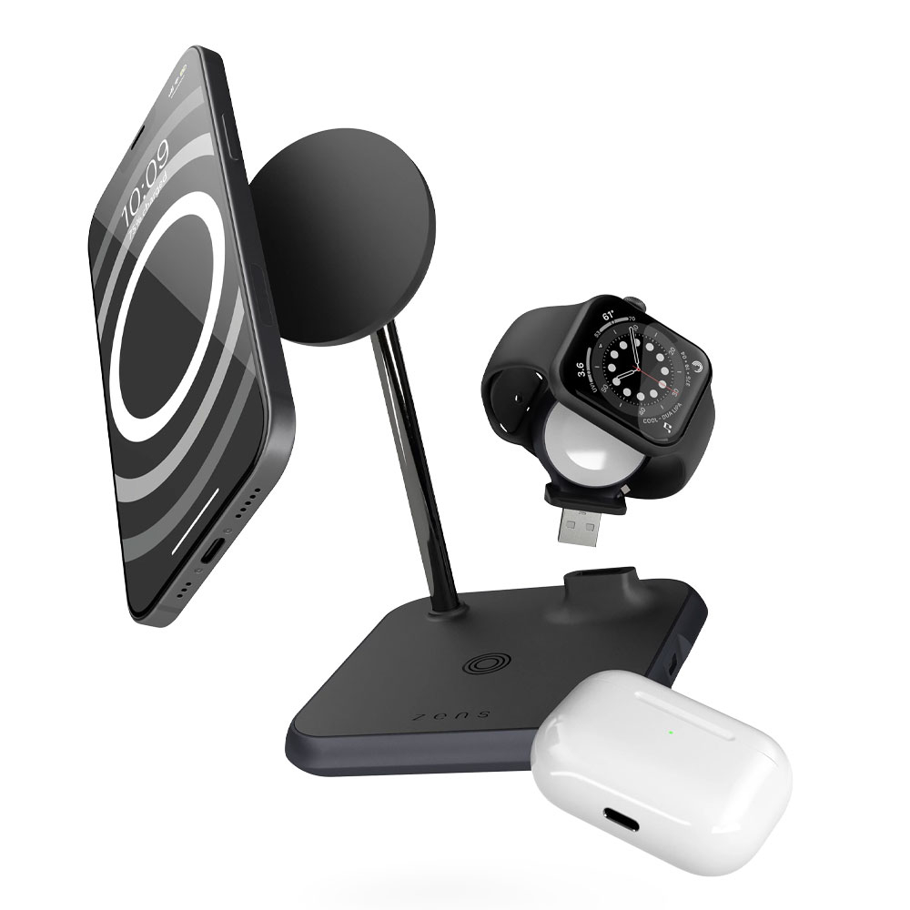 4in1 (45W) Multifunktions Magnetic Qi Wireless Charging MFi Ladegerät Apple Watch / Smartphone / AirPods (ZEDC20B/00) - Schwarz