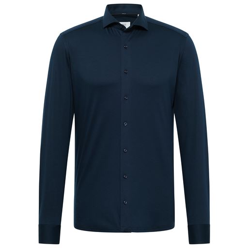 Eterna Langærmet Slim Fit Jersey Skjorte, Mørkeblå, 43