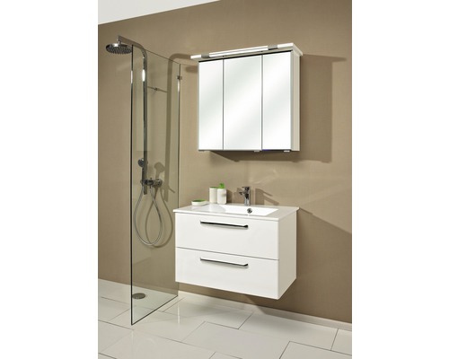 Pelipal Kumba badkamermeubelset, BxHxD 77 x 200 x 50 cm, hoogglans witte fronten met witte mineraalgietwastafel, 99.77012509