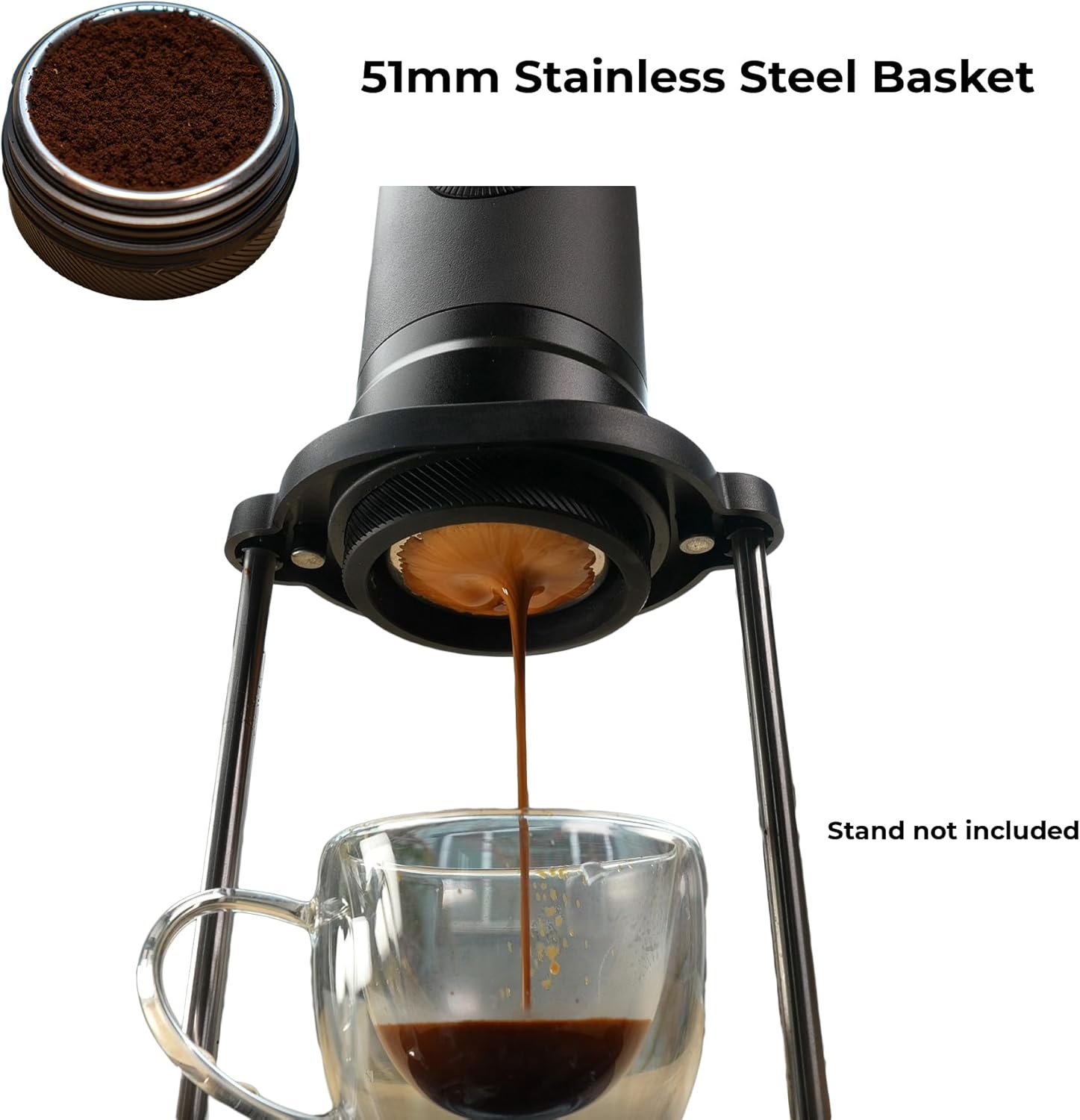 MiiCoffee Eon Tragbare Espressomaschine, Reisekaffeemaschine mit Selbsterhitzung und USB-C-Aufladung (Grau)