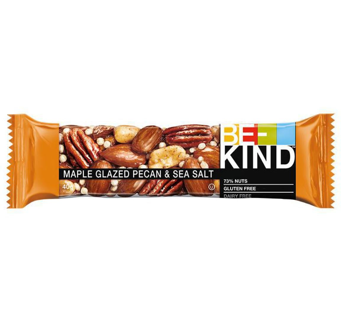 Riegel Maple Glazed Pecan & Sea Salt 12 x 40 gRiegel mit Ahornsirup überzogenen Pekannüssen und Meersalz