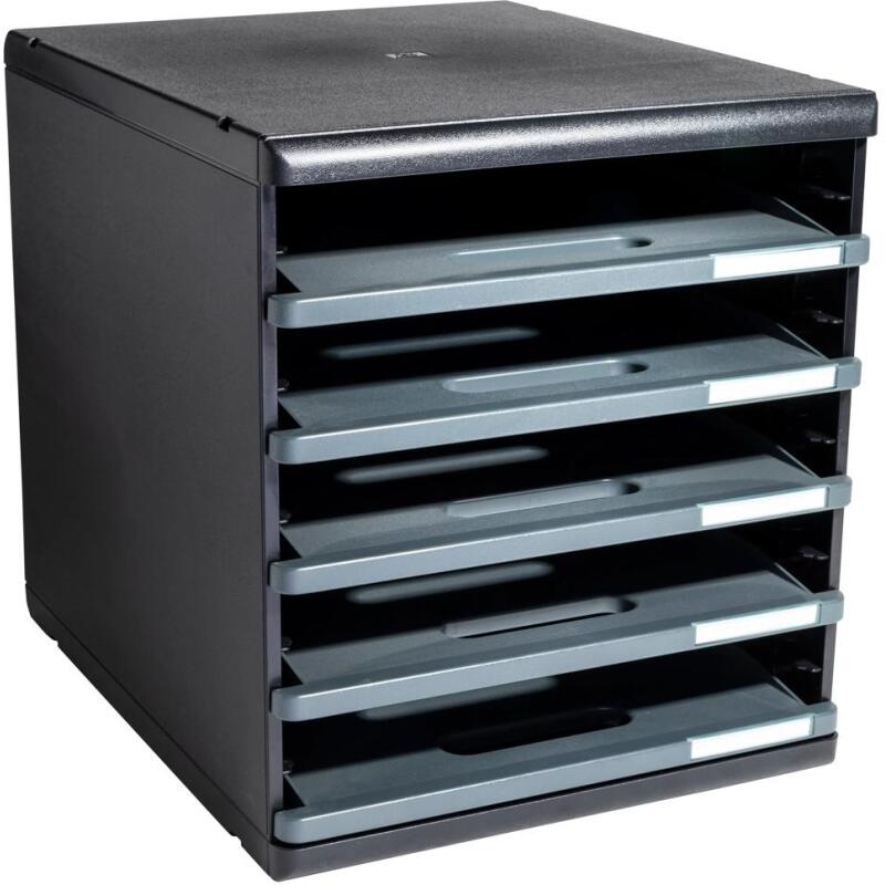 Module de classement Modulo Ecoblack 5 tiroirs ouverts - Gris foncé