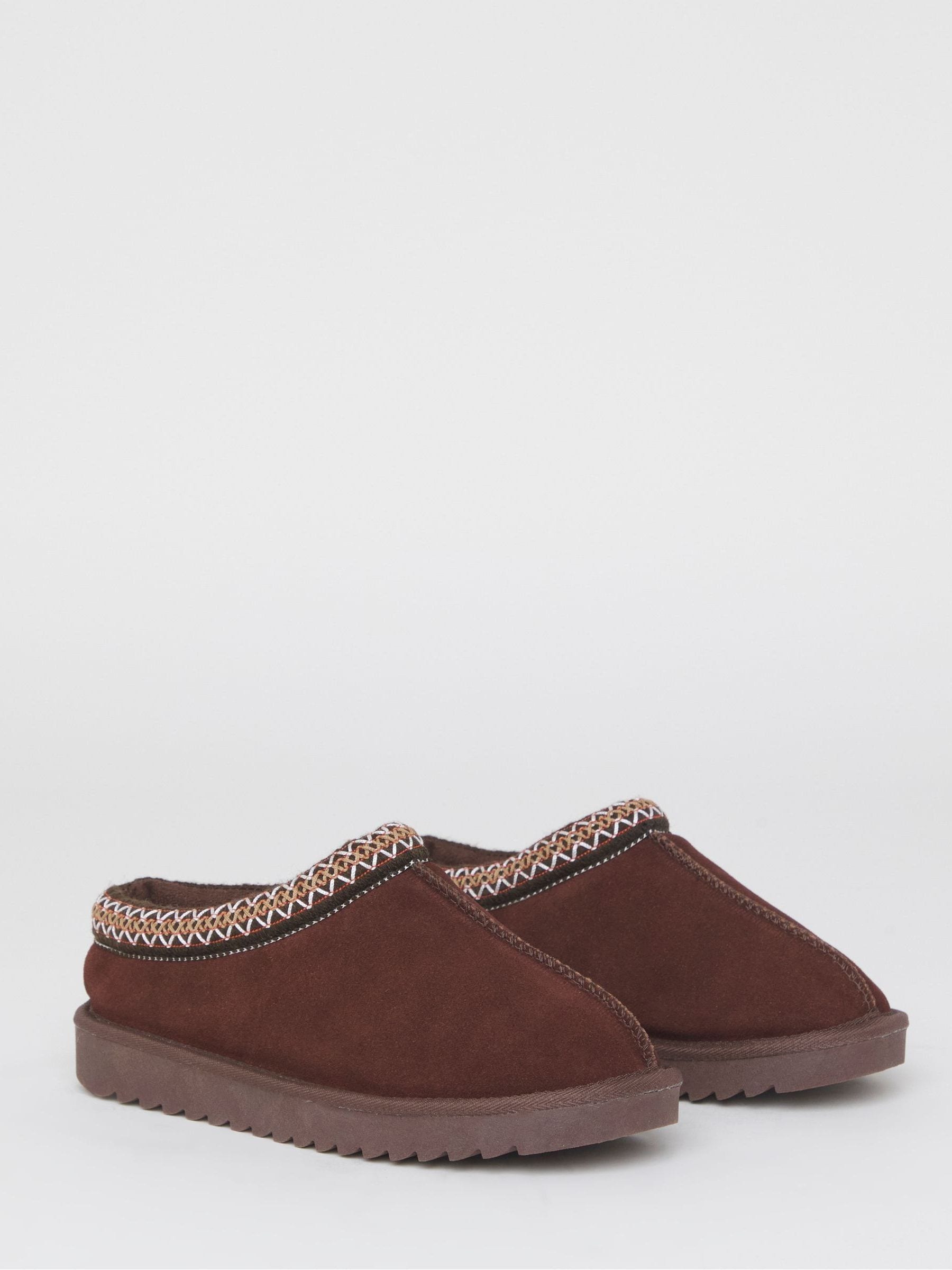 Chocoladebruin - Simply Be Wide Fit Embriodery Full Mules Brown Slippers