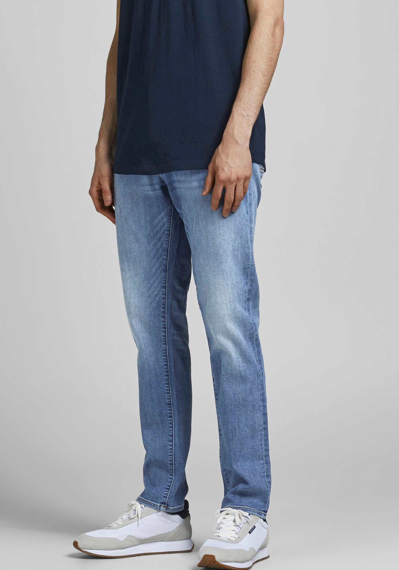 Jack & Jones Slim-fit-Jeans »JJIGLENN – Jeans mit Gürtelschlaufen und Used-Waschung«, Used, modisch, slim fit, Denim/Jeans