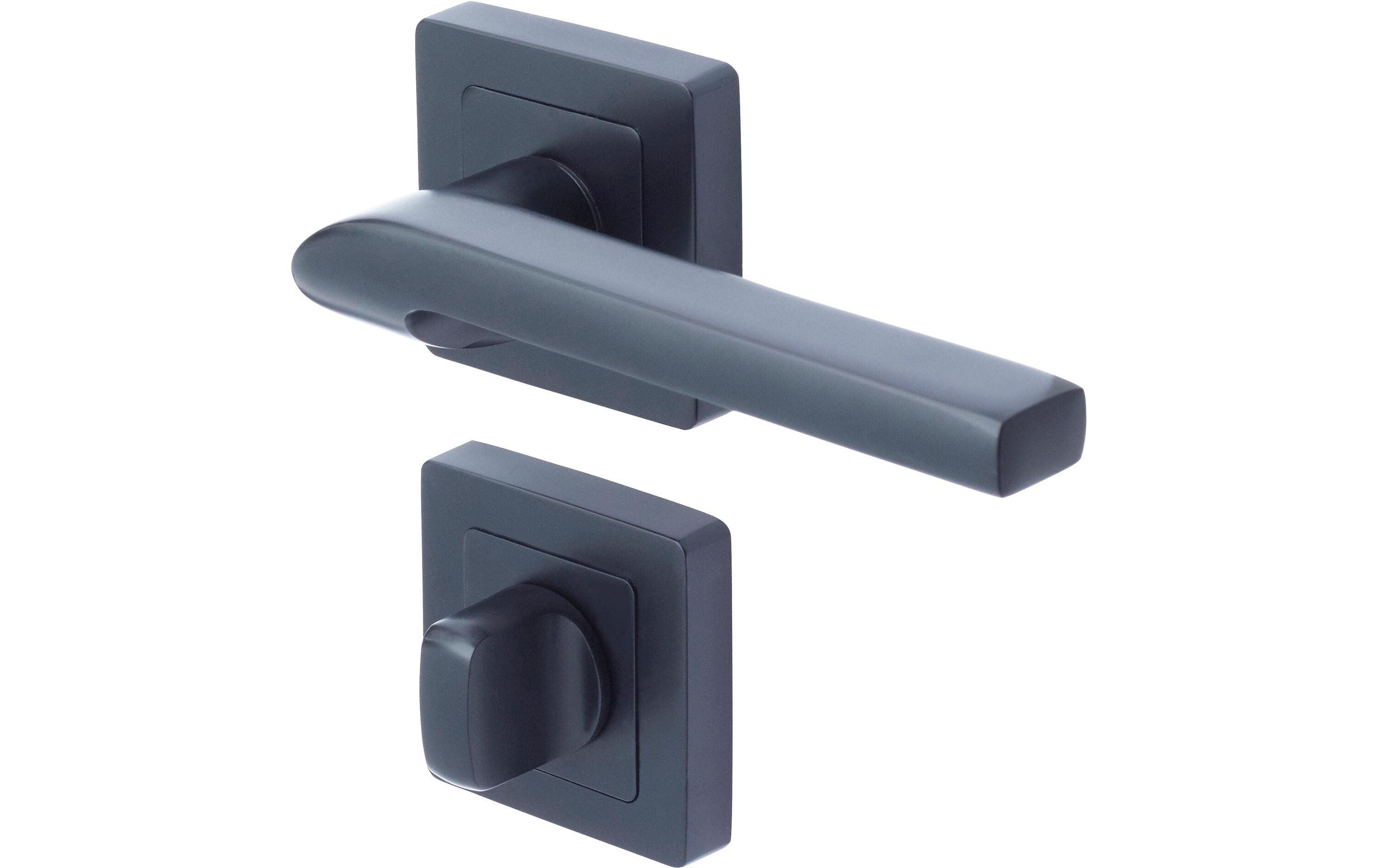 Türgriff Siena für Badezimmertür SchwarzTürgriff mit Knaufrosette, 8x8 mm