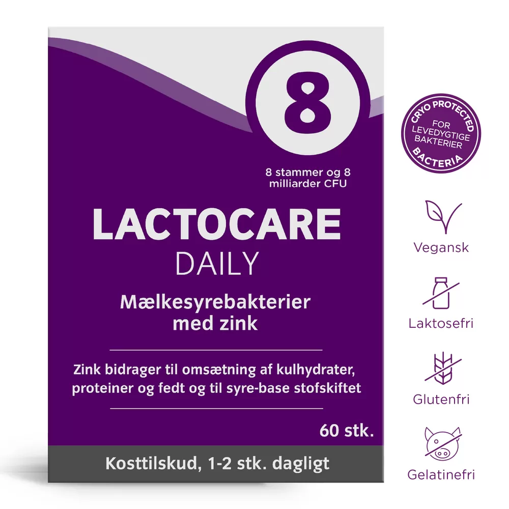 Lactocare Daily m. zink - 60 kapsler