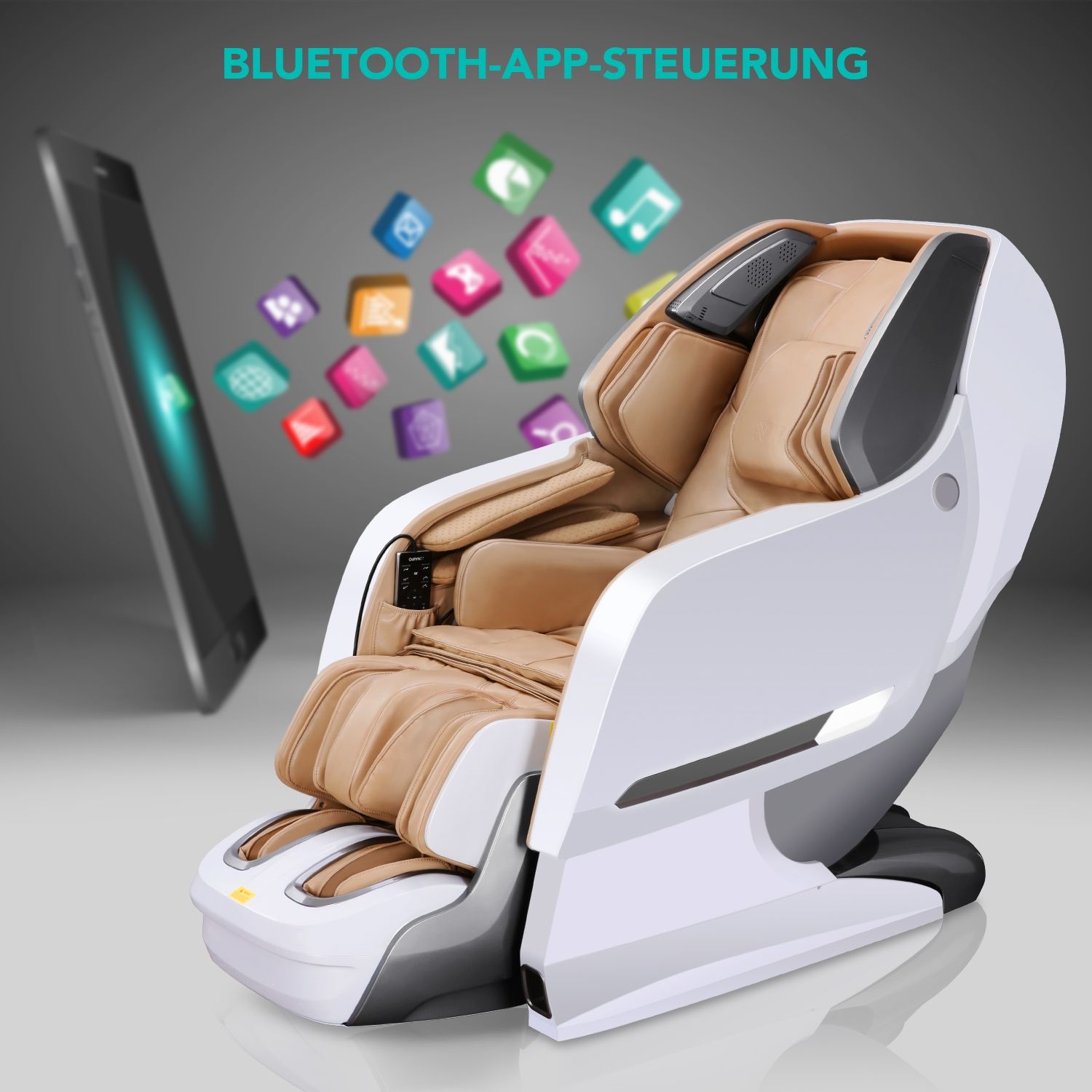 NAIPO Massagesessel Lonisator  3D Premium Massagestuhl mit Shiatsu Zero Gravity Anion-Abgabe Weiss