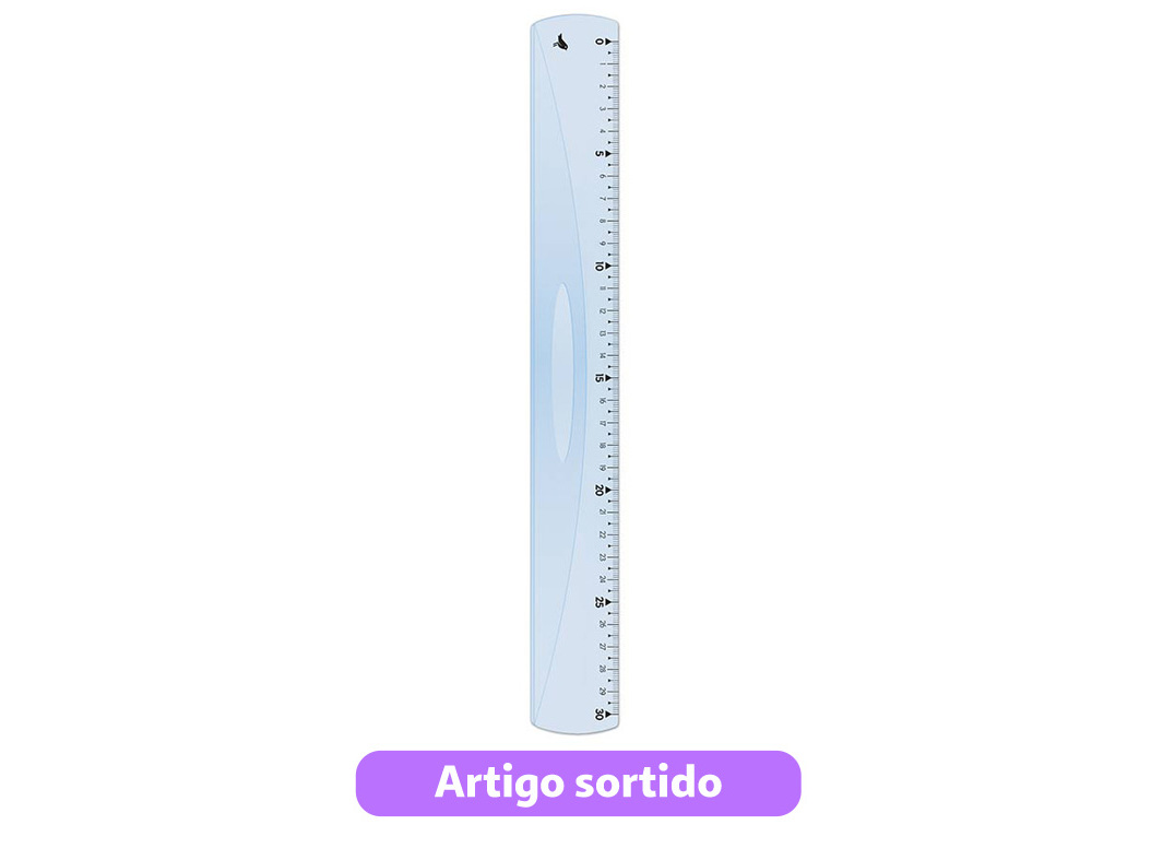 RÉGUA INQUEBRÁVEL AUCHAN 30CM CORES SORTIDAS
