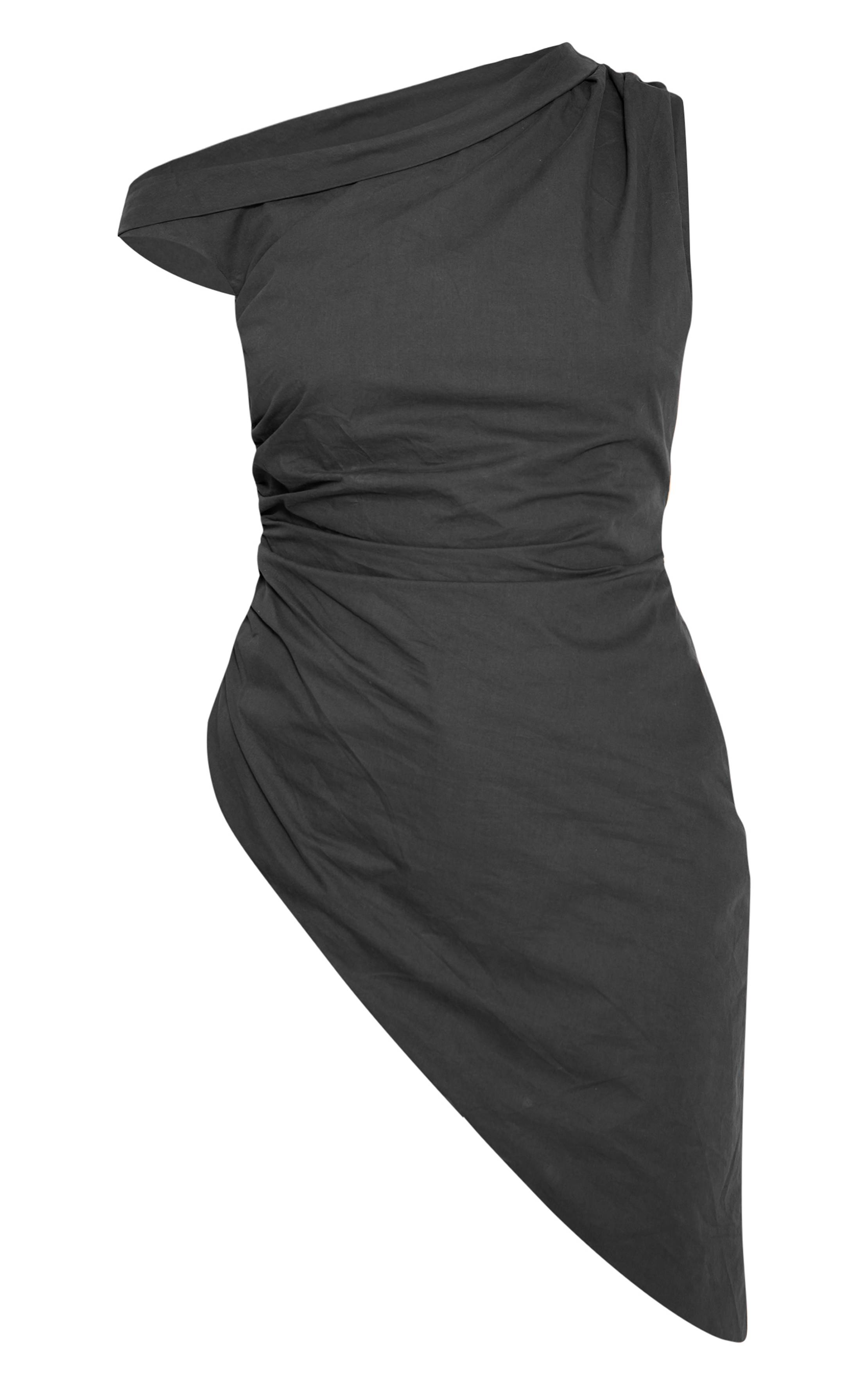 Charbon Top Asymétrique En Coton À Une Épaule Avec Ourlet Extrême Et Fronces