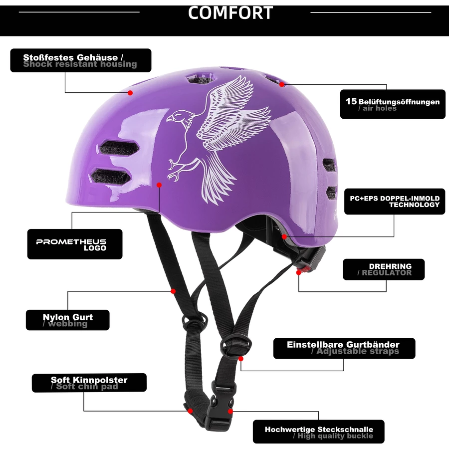 PROMETHEUS BICYCLES® Fahrradhelm Größe S 52-55 cm violett