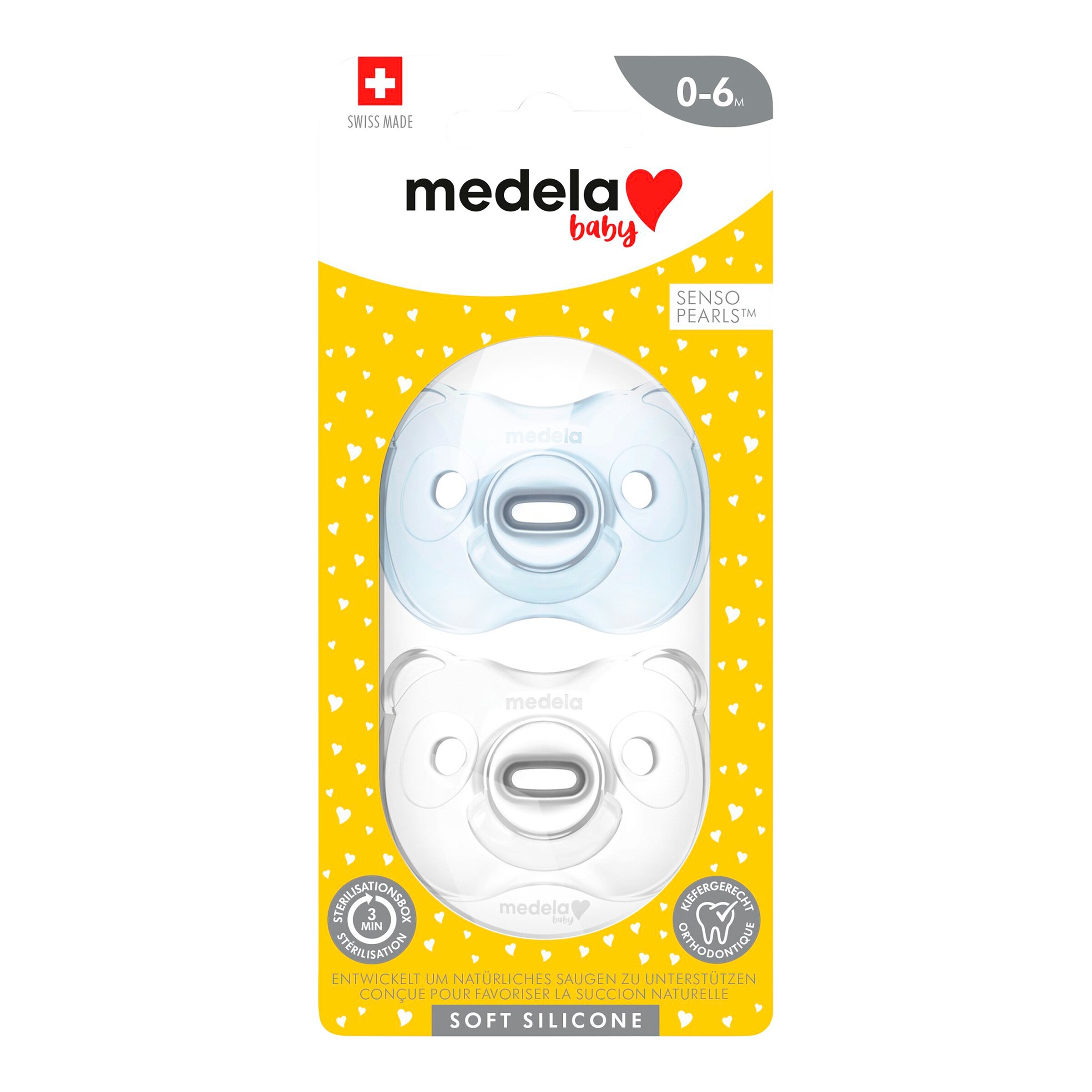 Medela Baby 2er-Pack Schnuller Soft Silikon 0-6M blau