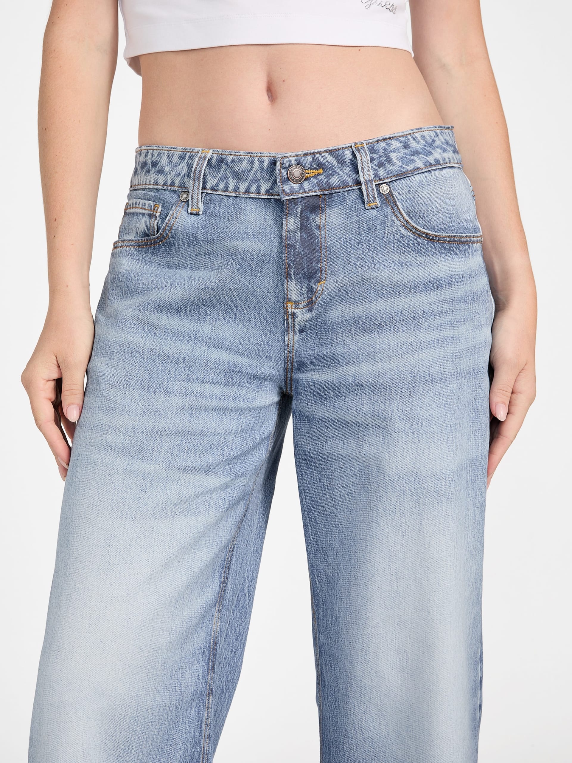 Calça jeans folgada de cintura baixa ecológica