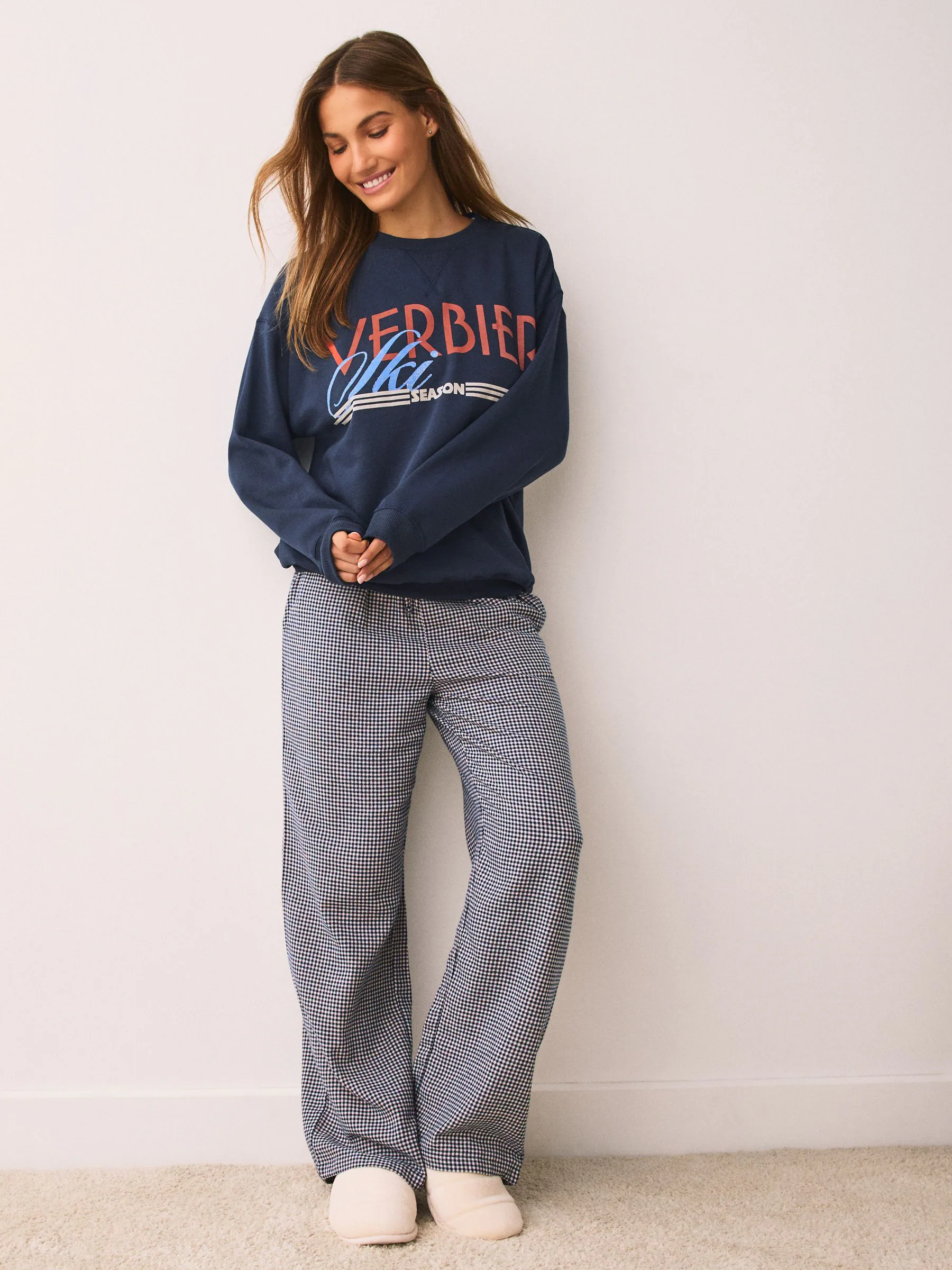 Marineblauwe scène - Pyjama van sweatshirt en flanel