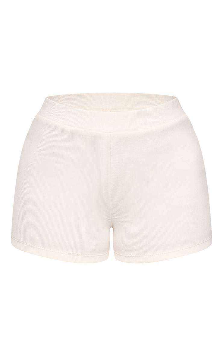 Ecru Short Mini Ajusté Élastique Petite Ensemble Coordonné