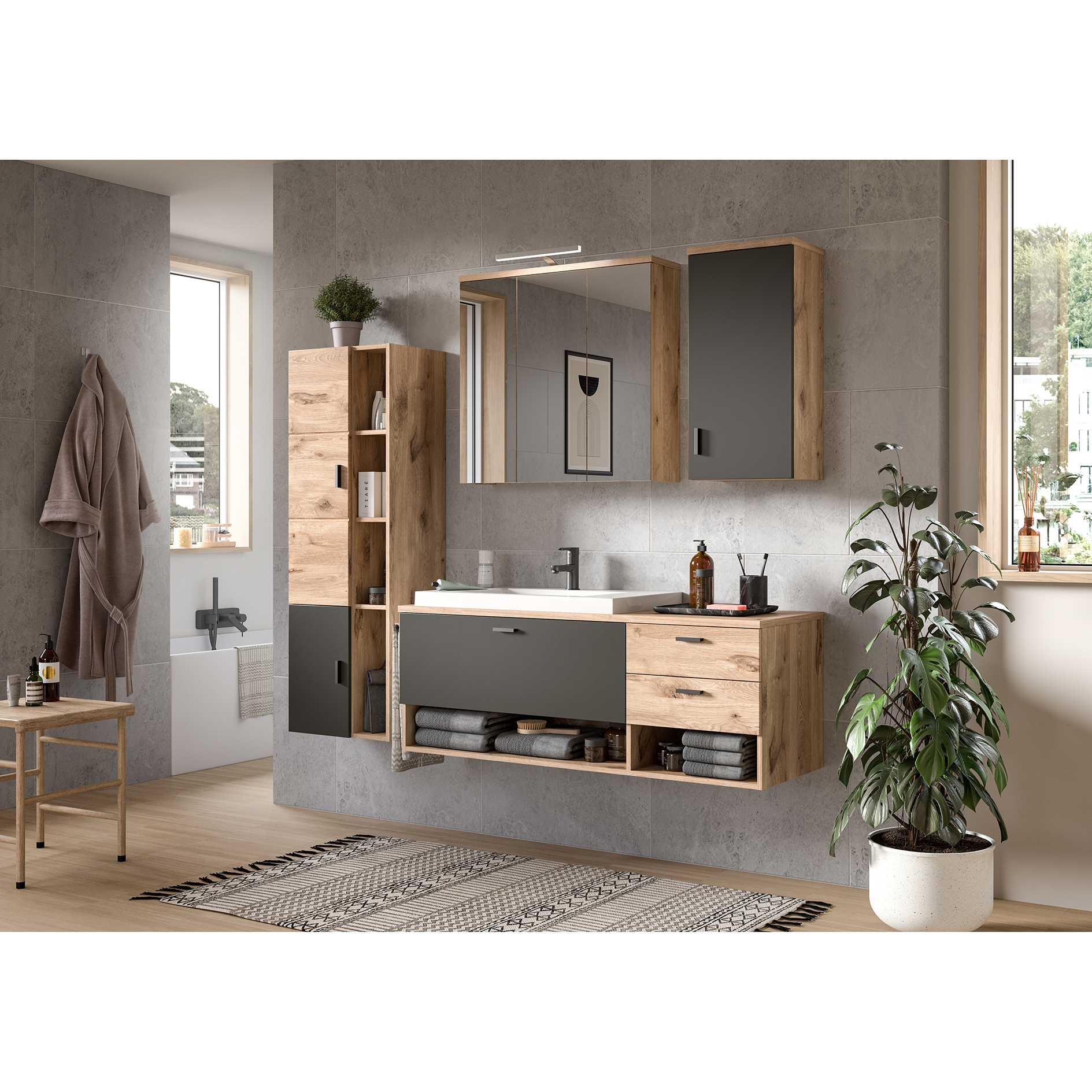 Spiegelschrank GRADO - Nox Oak - 80 cm breit