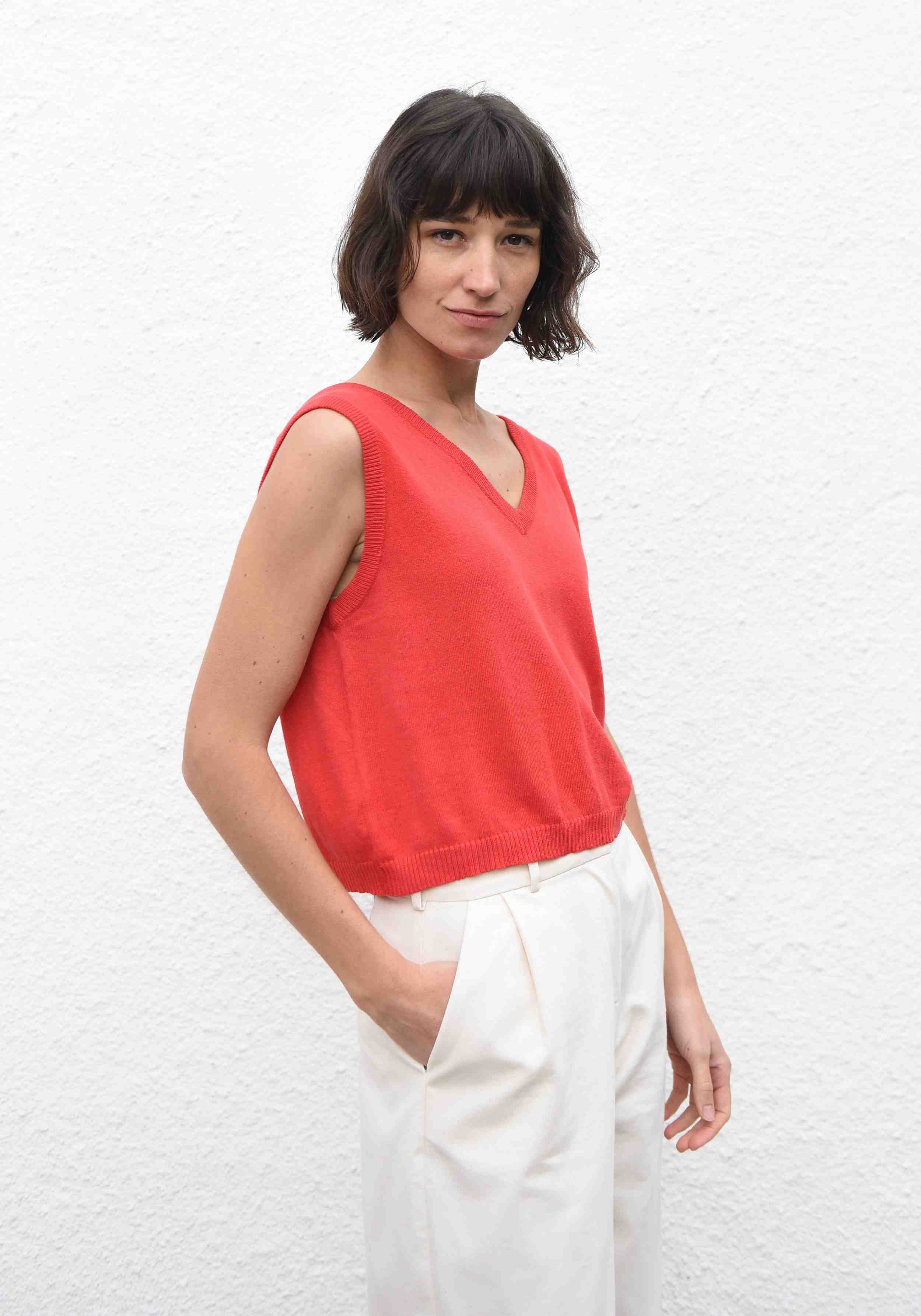 Jungle Folk Knit Top Flora Poppy Red