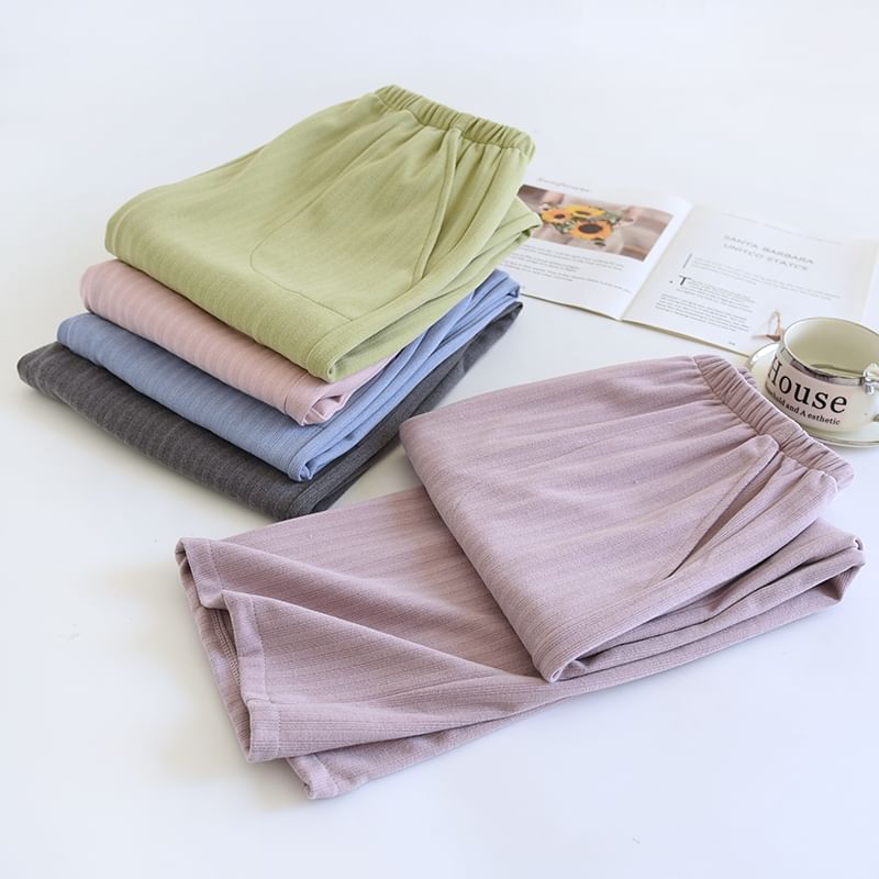 MelMount - Koppel bijpassende pyjamabroek met elastische taille en rechte pijpen (verschillende ontwerpen)