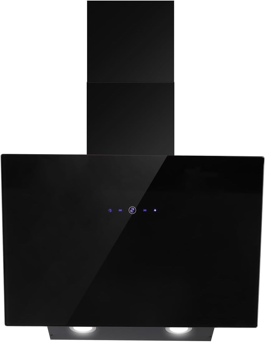 SNDOAS Dunstabzugshaube 60cm, 550 m³/h Starker Saugleistung Dunstabzugshaube Abluft/Umluft, inkl. Aktivkohlefilter, Energieeffizienz A++, Verzögerungs-Ausschaltfunktion, Schwarz