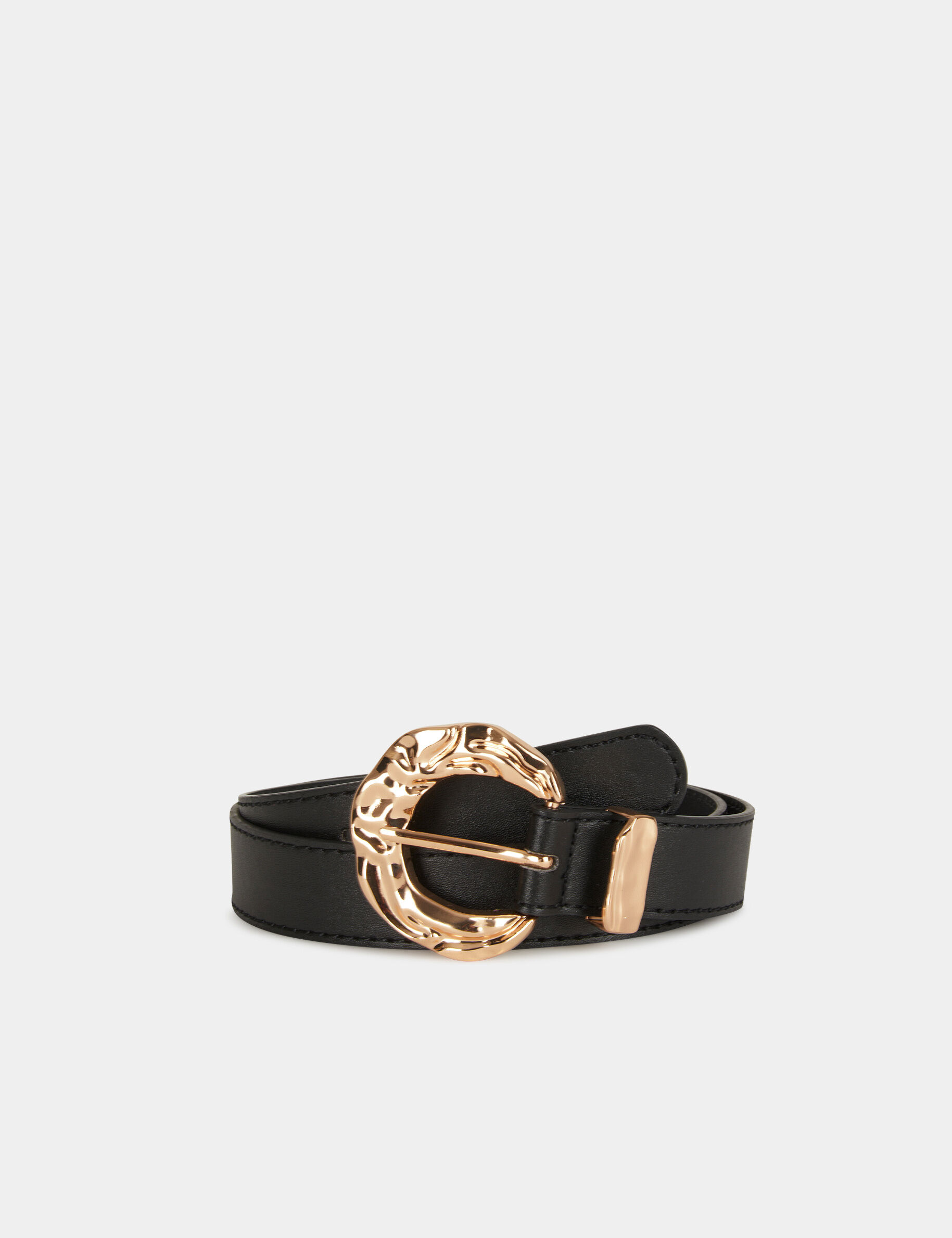 Ceinture avec boucle martelée noir femme - noir