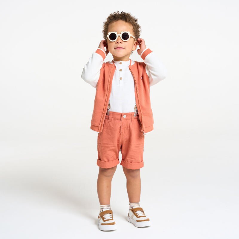 Sweat zippé teddy terracotta bébé garçon Orange