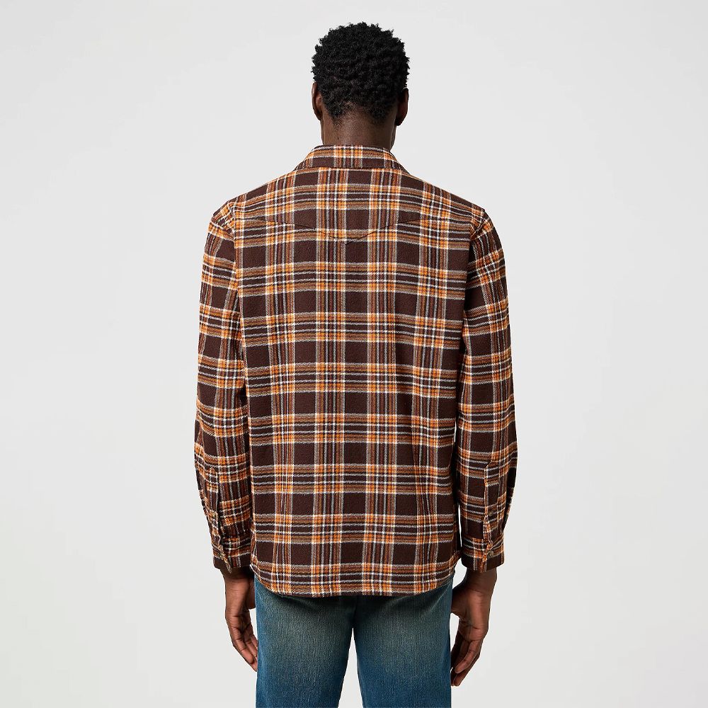 Wrangler mens Relaxed Overshirt Deep Brown
