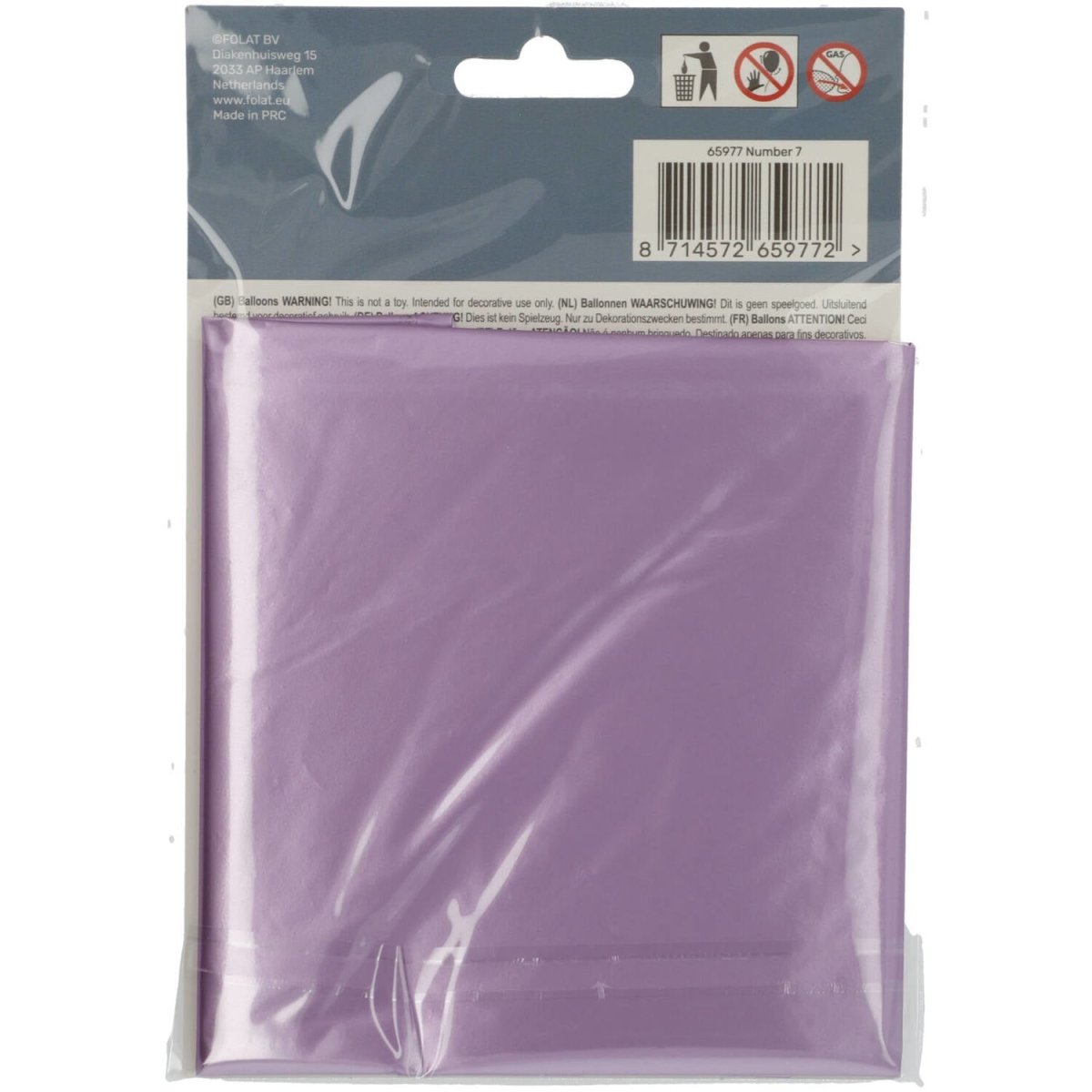 Folie Ballon Cijfer 7 Mat Paars XL 86cm leeg