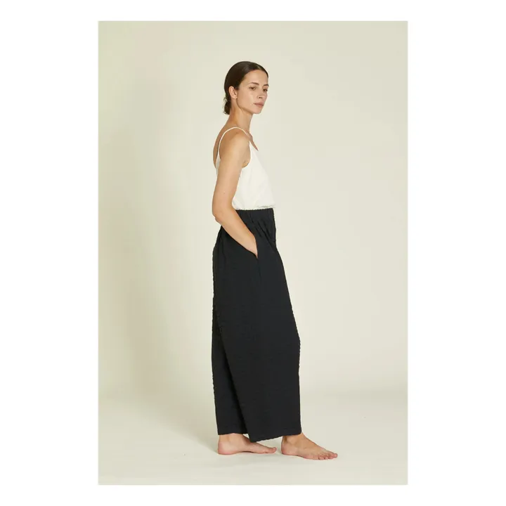 Black Crane Pantalon Large Seersucker | Noir