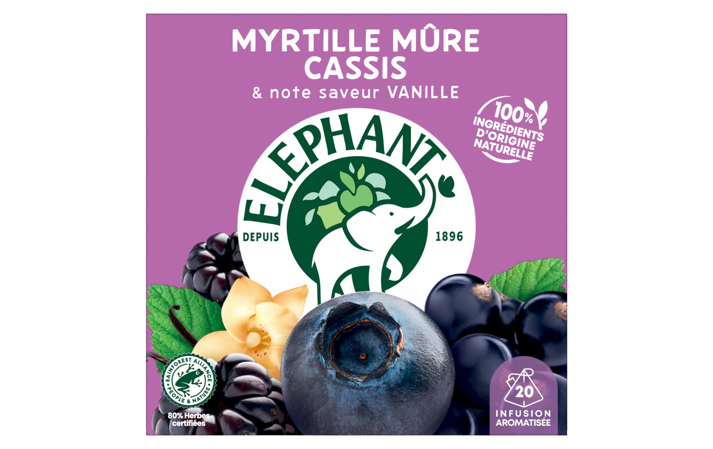 Teebeutel Infusion Myrtille Múre Cassis 20 StückTee mit Heidelbeere und schwarze Johannisbeere