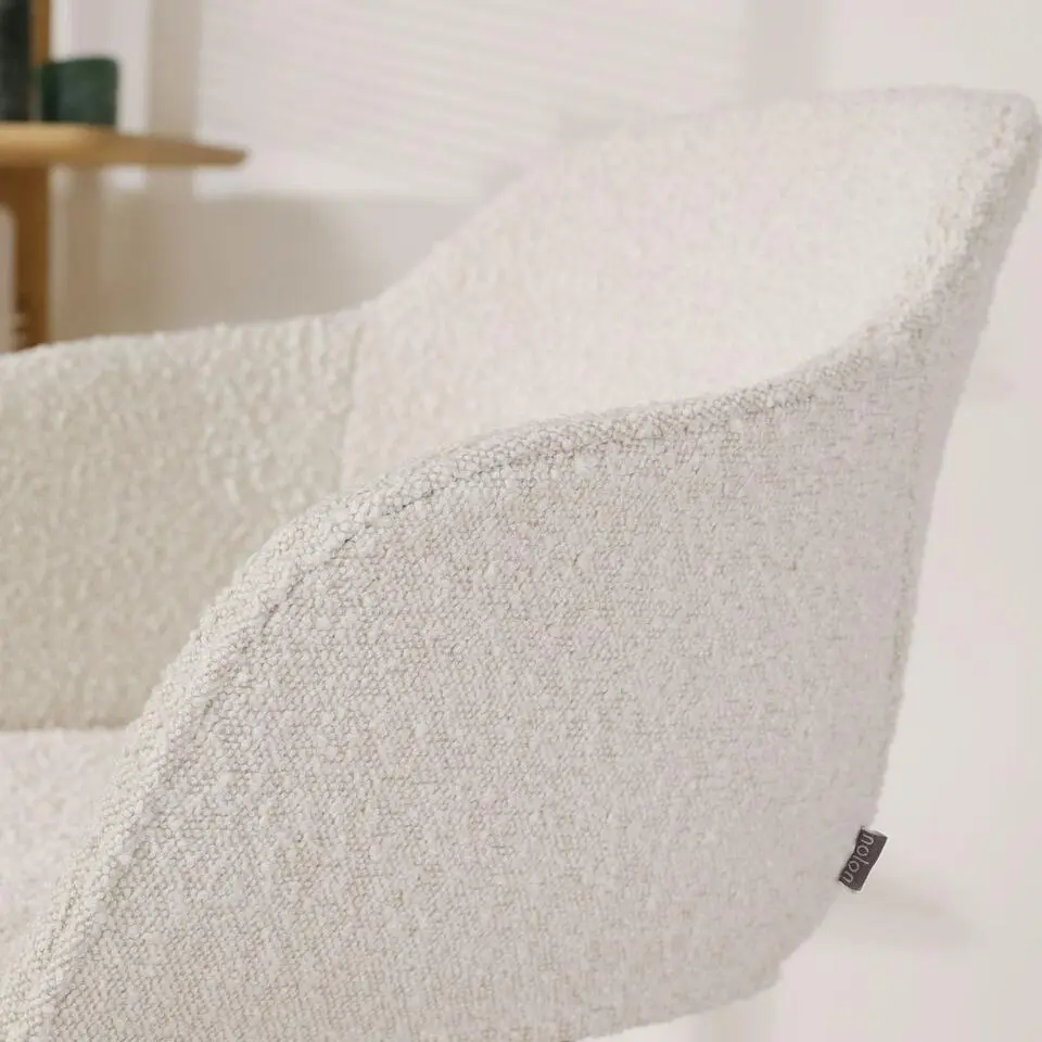 Nolon Nout-Mare Bureaustoel Bouclé Beige - Armleuning - Wit