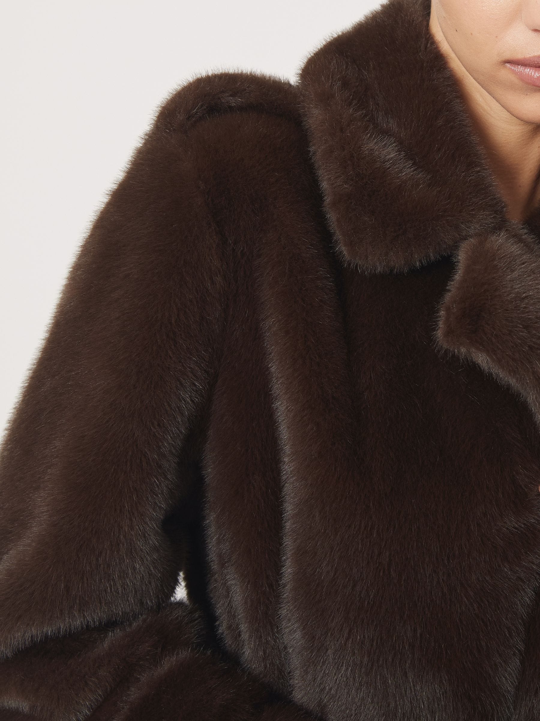 Reiss Cate Faux-Fur Long Belted Coat