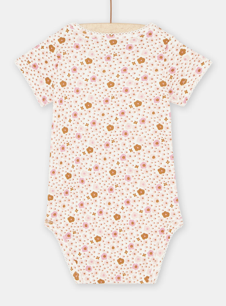 Body écru et rose à imprimé fleuri bébé fille