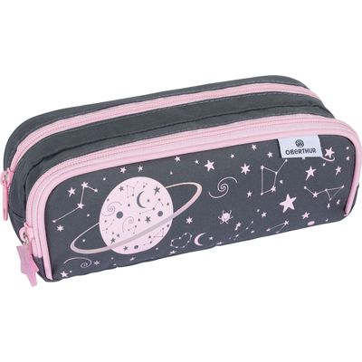 Trousse Cosmic Girls - 2 compartiments - gris anthracite - Oberthur