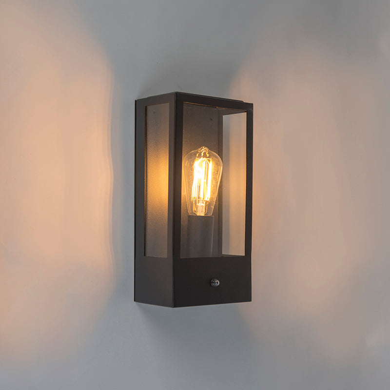 QAZQA Buiten wandlamp zwart met schemersensor - Rotterdam