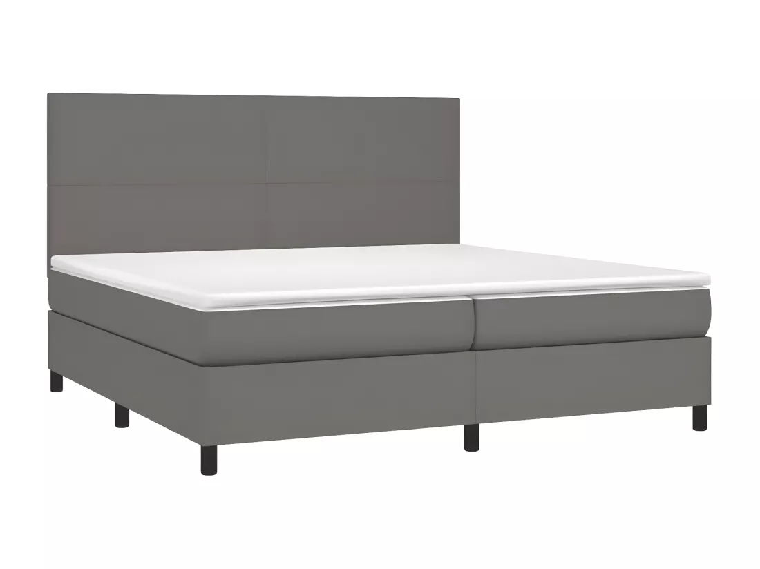 Sommier tapissier et matelas et LED Gris 200x200 cm Similicuir
