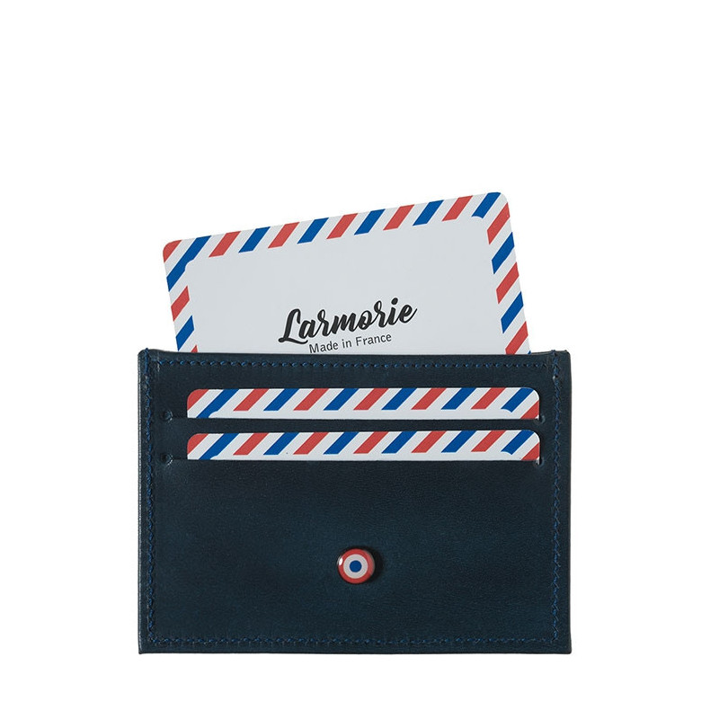 Porte-cartes Georges en cuir végétal Bleu Minéral