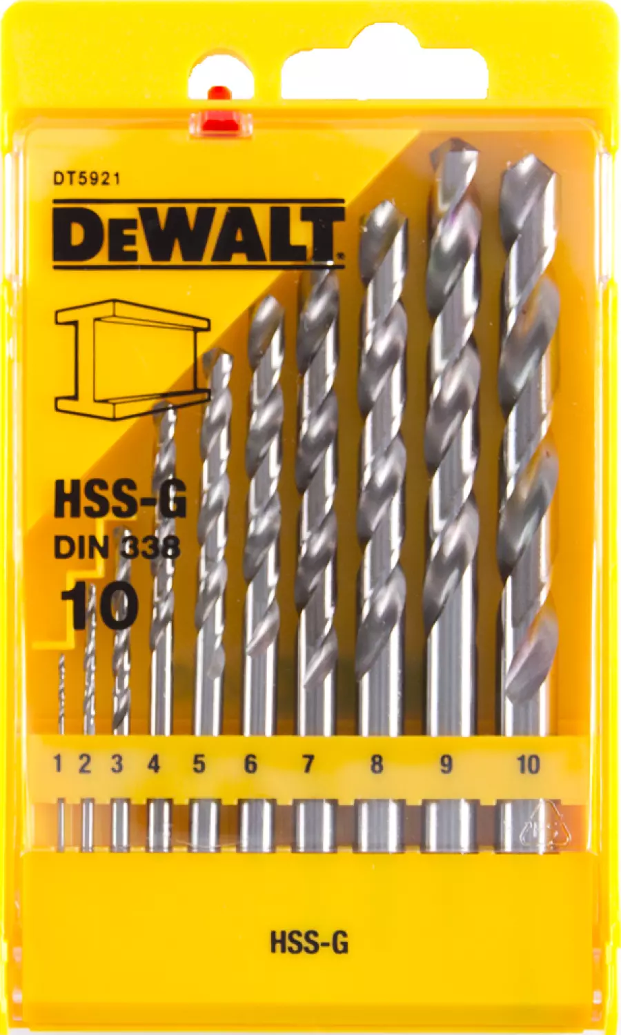 DeWALT DT5921 10 delige HSS-G metaalboren in cassette